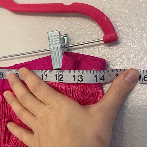 Weissman dance costume 3 piece hot pink Barbie fringe pant skirt top MT10485 LA - Picture 9 of 16